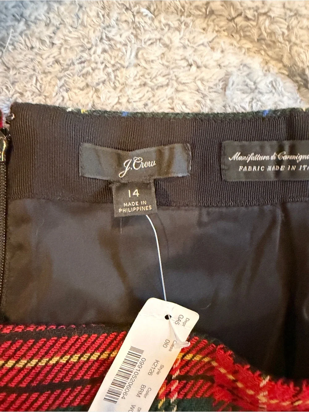 J. Crew Holiday Festive Red Black Blue Tartan Mini Skirt